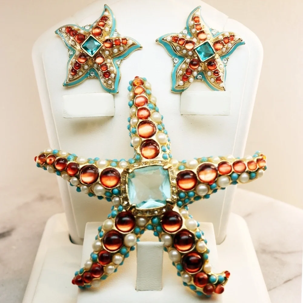 KENNETH JAY LANE RARE BLUE STARFISH EARRINGS - Picture 14 of 16
